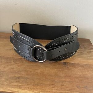 Studded Black Leather Belt